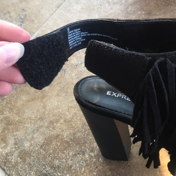 Express Heeled Fringe Booties with Peep-toe - Picture 4 of 5